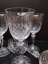 6 VERRES à EAU en Cristal Taillé Signé Haut 17.5 cm