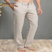 pantalon en lin décontracté pour hommes solide taille élastique taille XL