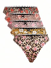 5 Slips Tangas Léopard Grande