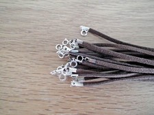 1 Cordon Collier Cuir Marron Clair 40cm/Acier Inox Homme/femme/Garçon/fille NEUF