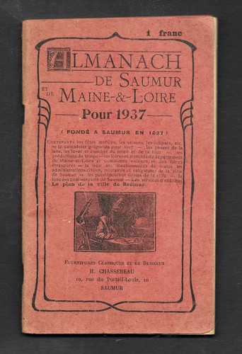 Almanach saumur de maine - almanach, et