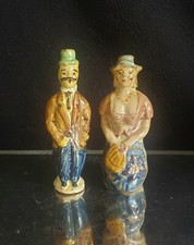 Couple Figurine Terre Cuite Glacée Année 20-30