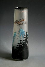 ANCIEN VASE ART DECO EN VERRE ÉMAILLÉ