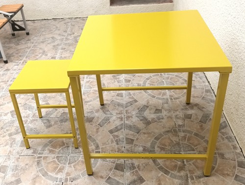Table ses tabourets jaune - et,