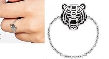 Bague kenzo tigre chainette chaine Argent et laque