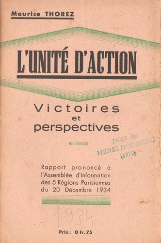 Maurice thorez l unité - thorez, l'unité