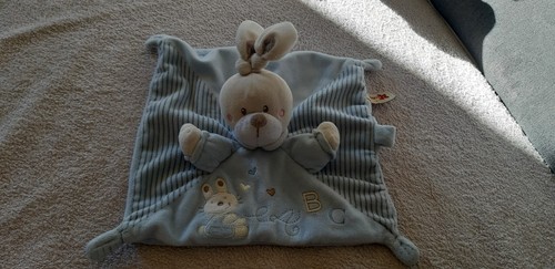 Doudou plat lapin bleu - bleu, abc