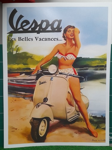 Vespa vacances affiche - vespa,