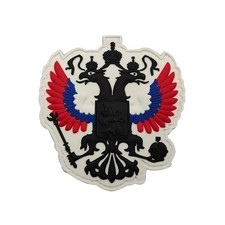PATCH PVC 3D Écusson Aigle Bicéphale RUSSE Tricolore Drapeau Militaire 8.5X8 Cm