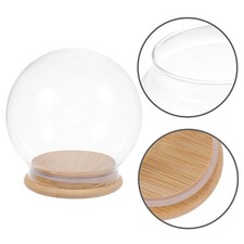 Cloche en verre transparent avec base en bois, globe d'affichage