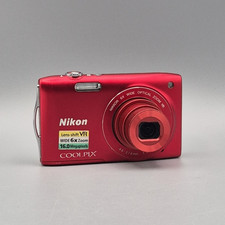 Nikon Coolpix S3300 16.0MP Digital Compact Camera Red 6x Zoom, New SD, Charger