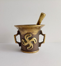Petit mortier bronze laiton / croix basque lauburu / cendrier