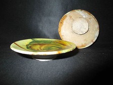 ancien 2 tourne omelette miniature poupée terre cuite vernissée jaspée XIX ème