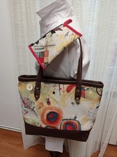 VF.CREATIONS64  sac SONIA  upcyclé Tapisserie et skaï marron + pochette Assortie