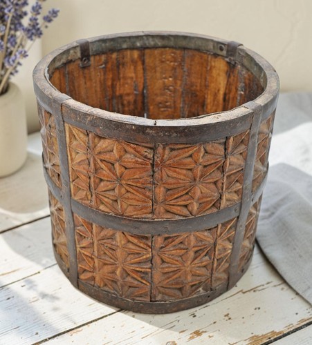 Seau mesure vintage bois - seau, en