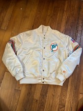 Vintage Starter 80s Miami Dolphins Jacket Ivory L made in USA