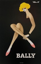 Bernard Villemot, C.A. 1980 - BALLY BLONDE - Affiche Vintage Originale Sur Lin