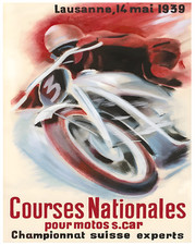 Affiche Swiss Motorcycle Racing 1939 - Moto Wall Art - 12X16/16X20/18X24/24X36
