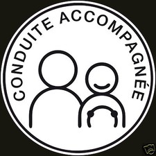 2x Disque Autocollant sticker - CONDUITE ACCOMPAGNEE permis 10cm ROND lot de2