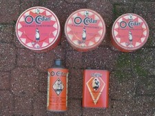 Superbe ensemble bouteilles boîtes lithographiées O CEDAR 5 modèles 1930 rare !