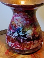 Vase D'Art Laque Line jean noël bouillet Paillettes Argentées 