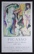 PICASSO Affiche originale 1981 Gouache Dessin Lavis Exposition Berggruen Paris