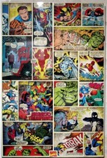 Panneau tableau Marvel comics avec Superhéros