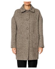 RUE BISQUIT RW1520 Manteau Ovetto À Rayures Beige/Gris/Marron – 85 Cm