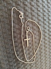 Collier chaine + pendentif Crois Strass Religieux bijoux Argent Massif 925 (A44)