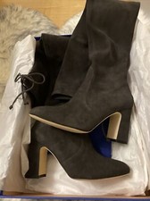 STUART WEITZMAN KIRSTIE 90 STRETCH GRAY SUEDE HIGHLAND BOOTS  Size 8.5