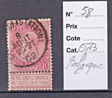 TIMBRE BELGIQUE N° 58-OBL.TB-VOIR SCAN-2/033