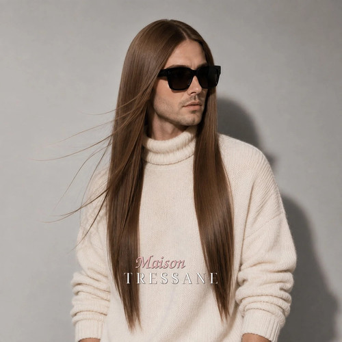 Perruque homme brun - lisse, 60