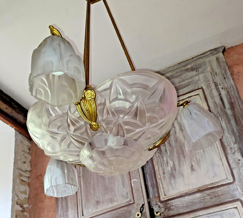 Lustre art deco - vasque, trois