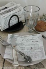 3 serviettes en papier Jeanne D'Arc Living JDL écriture vintage paper napkins 