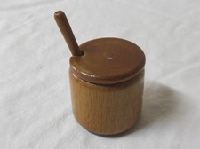 Ancien Petit Pot à moutarde avec cuillère en bois