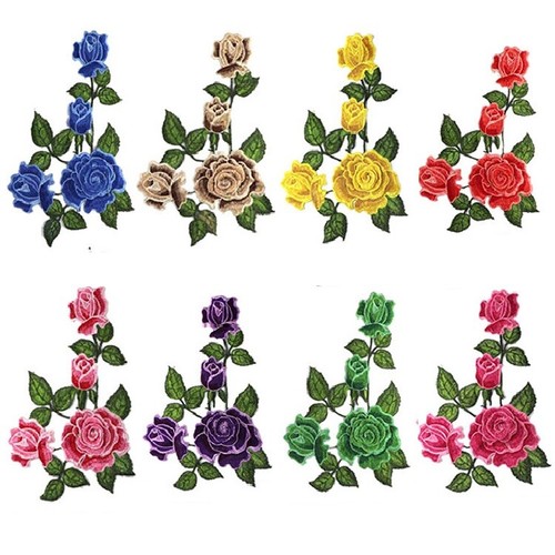 Applique brodée fleur rose - applique,
