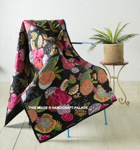 Couverture patchwork noire - couverture, en