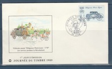 enveloppe 1er jour journée du timbre diligence berline bleu 69  Lyon   1987