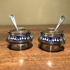 Pots à Caviar/Salerons Russes Poinçon en Métal Argenté Hommet, La Paire