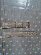 bracelet Montre Cuir Python 18mm FAIT MAIN fermoir inox marrone crème 