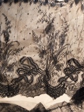 Guipure Dentelle Noire XIXe Crinoline Costume Textile Ancien Lot 2 