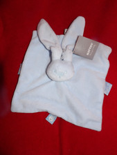 Doudou Plat   Lapin Carré Bleu Ciel Museau Gris NATTOU Neuf Etiqueté