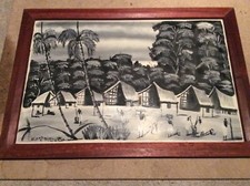 Ancien tableau peinture Africain (n 6) signé 