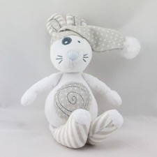 Doudou lapin blanc beige rayé