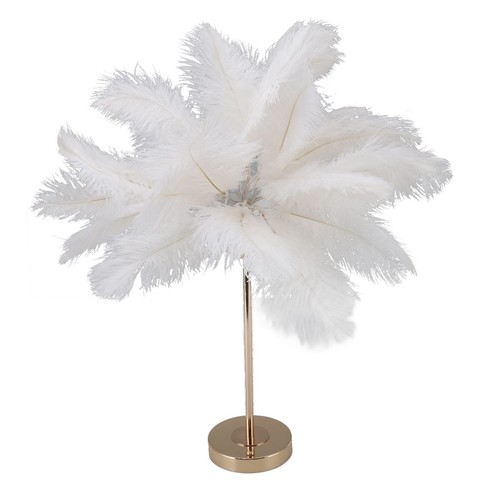 Lampe table plume blanche - lampe,