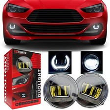 Phares antibrouillard LED 2V1 feux diurnes 6000K rond lampe halogène 12V verr...