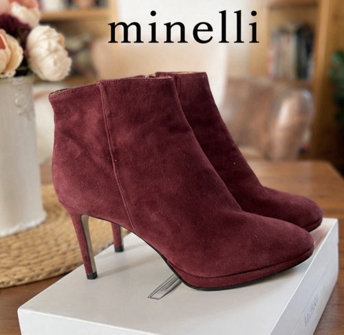 Minelli bottines daim bordeaux