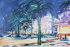 Pierre BELLIER : Cannes, La Croisette , LITHOGRAPHIE signée, 600ex