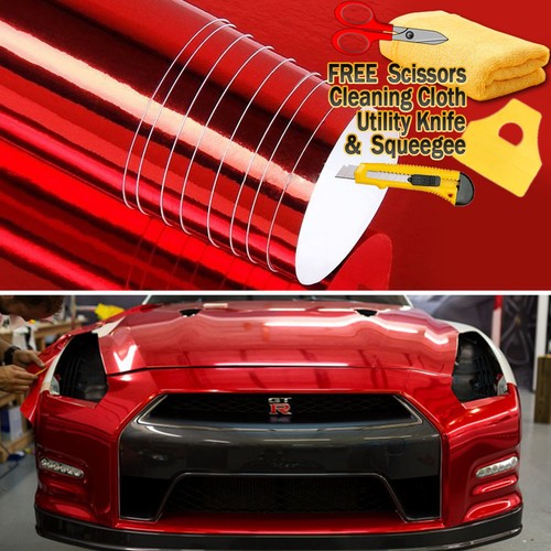 Red chrome mirror - red,