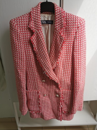 Blazer rouge blanc tweed - rouge, et
